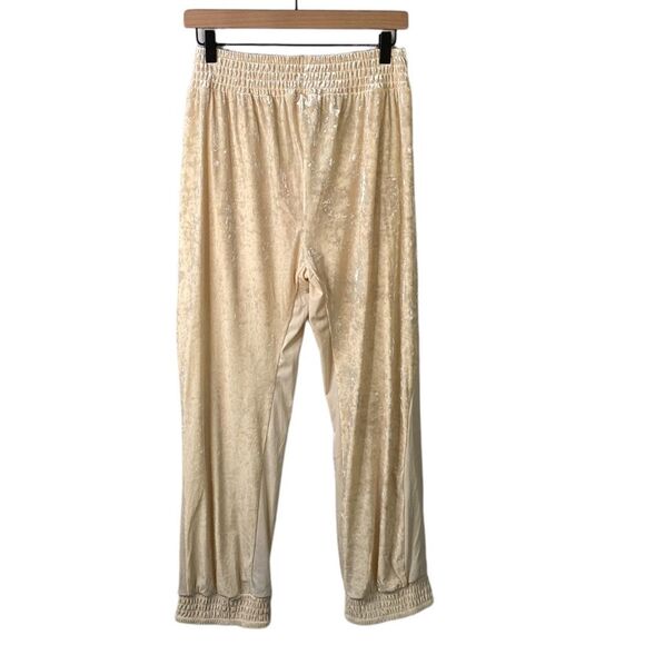 We Are HAH 1 Track Mind Crushed Velvet Jogger Pant in Almond Milk Slouchy - Picture 7 of 16
